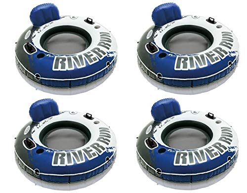 Intex River Run 1 Inflatable Floating Tube Raft for Lake, River, & Pool (4 Pack)
