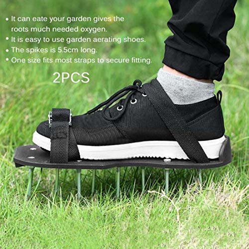 2 PCS Epoxy Floor Paint Spikes Shoes Garden Lawn Shoe Aerator Aerating Sandals Shoes Garden Lawn Care Tool Sandals - Black