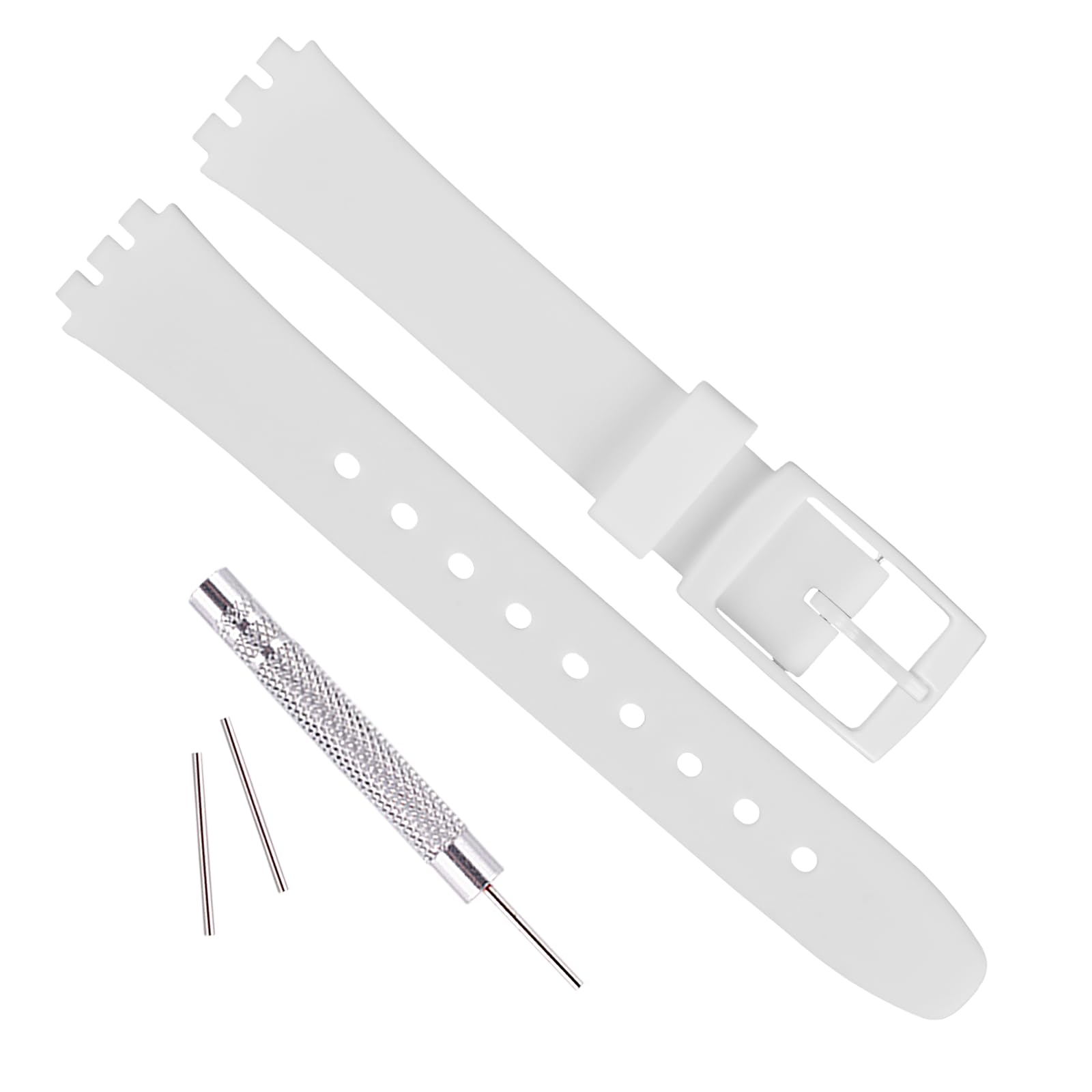 OliBoPo Replacement 12mm Waterproof Silicone Rubber Watch Strap Watch Band for Swatch (White)
