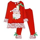Kiddom Little Girls Christmas Costumes Santa Claus Modeling Clothes Set Top&Pant