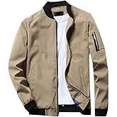 Lavnis Men's Flight Bomber Jacket Lightweight Softshell Coat Sportwear Zipper Windbreaker