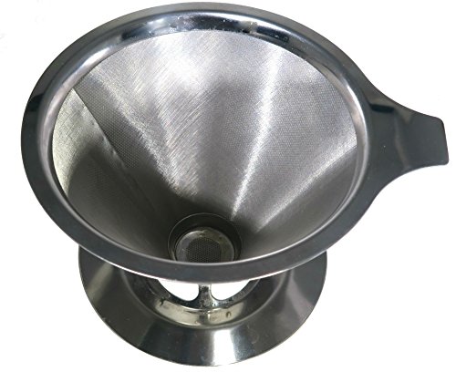 Pour Over Coffee Cone by Slimm Filter - Coffee Maker - Lets All The Oil In Your Beans Through Guaranteeing Great Taste - Premium Stainless Steel Construction - Micro Fine Mesh Funnel - Dishwasher Safe