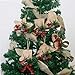 Kyatti 6ct Rustic Christmas Tree Ornaments Natural Burlap Country Xmas Hanging Decorations Stocking Glove Tree Bell Star Heart with Deer Head Pine Cones Black-Red Plaid Ribbon for Holiday Party Decor