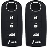 Ezzy Auto A Pair Black Silicone Rubber Key Fob Case Key Covers Key Jacket Skin Protector fit for Mazda 4 Buttons Key