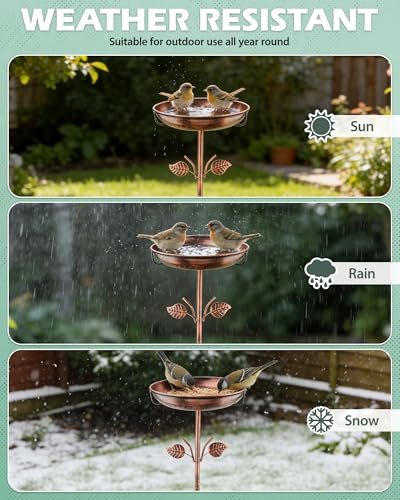Prism Petal Metal Bird Bath for Outdoor, Durable 5 Clamp Base Feeder Bowl Bird Baths for Outdoor Garden