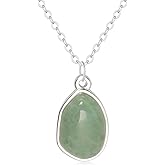 Wovanoo Stone Pendant Necklaces Gemstone Dangle Necklace 18K Gold Plated Teardrop Pendant Necklace for Women