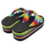 Voberry®colorful Summer Fashion Slippers Sandals with High-heeled Platform Sandals (37, Black)