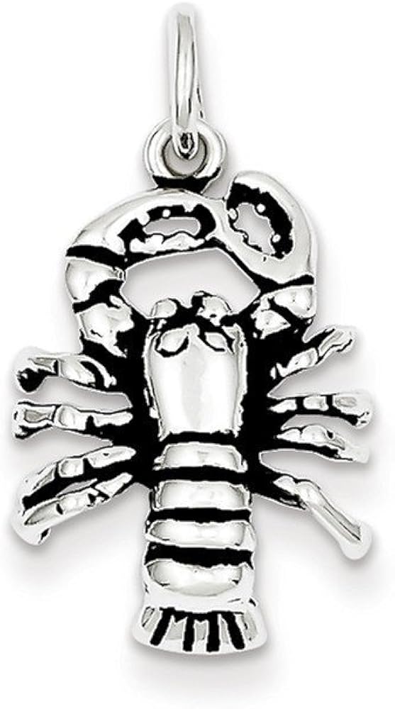 Sterling Silver Antiqued Lobster Charm Fits Up To 3mm Jewelry