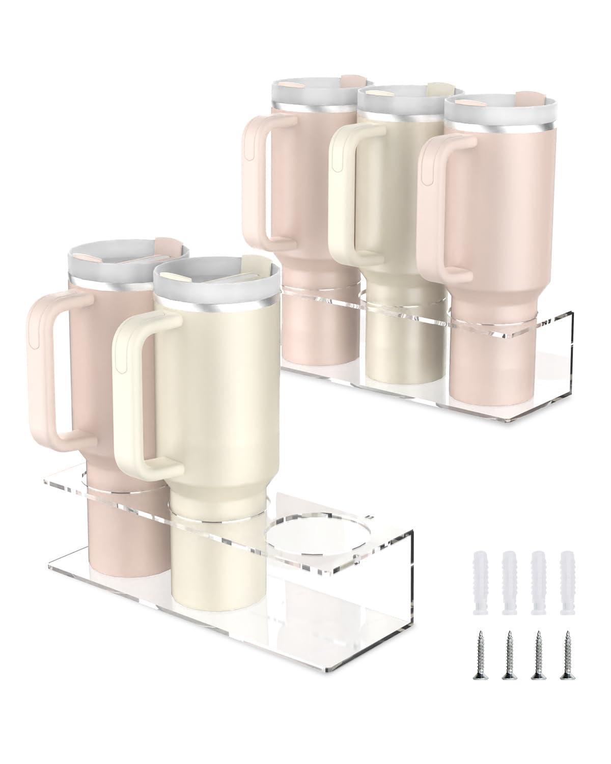 Photo 1 of 2 Pack Acrylic Water Bottle Organizer for Stanley 40 oz, Stanley Cup Holder, Wall Mounted Spray Can Holder Storage Rack, Tumbler Holder Organizer for Kitchen, Stanley Cup Accessories, Easy to Install