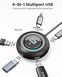 Multi Port USB Splitter, 4 Port USB 3.0 Hub, ORICO