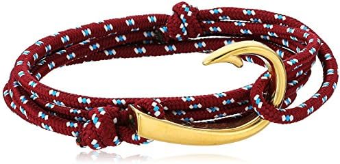 Crucible Jewelry Unisex Adult Gold Plated Polished Stainless Steel Hook Clasp Red Rope Adjustable Wrap Bracelet (3mm Wide), One Size