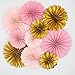 Mybbshower Pink Gold Paper Rosettes for Girl Baby Shower Princess Birthday Party Wall Home Nursery Room Decorations Pack of 10