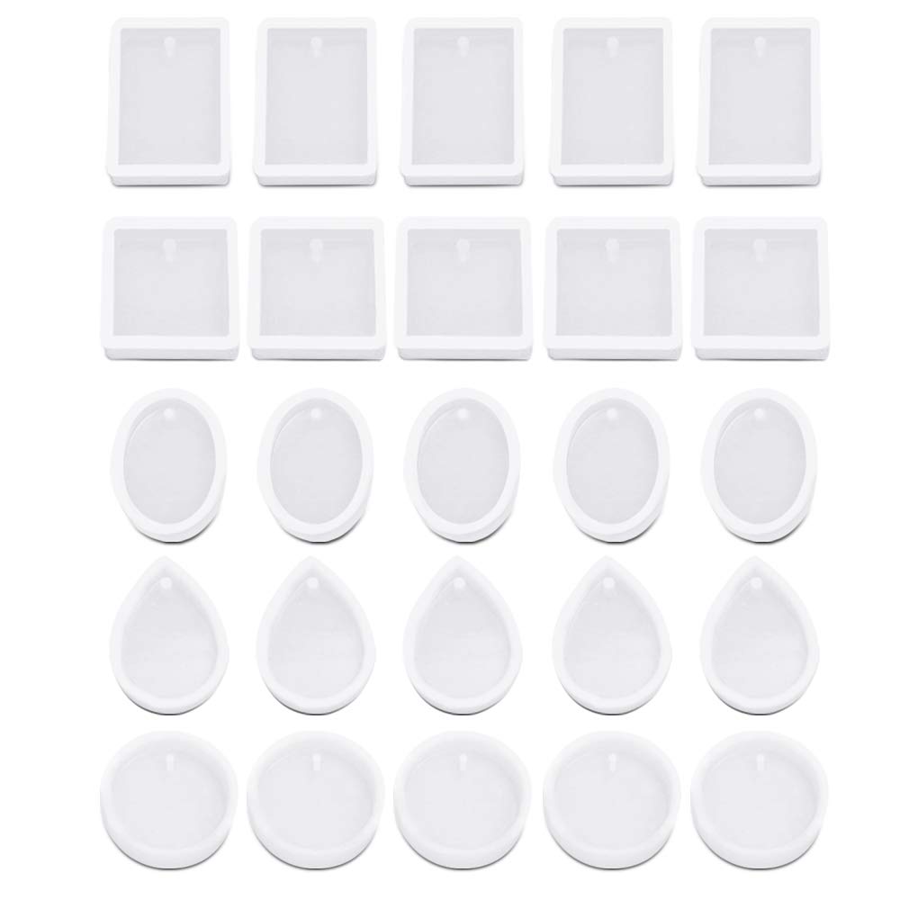 25 Pcs Jewelry Casting Molds, AIFUDA 5 Styles Pendant Resin Moulds with Hanging Hole for Resin Jewelry, Keychain, Pendant, DIY Resin Crafts Making