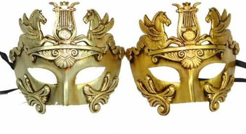 New Vintage Venetian Royal Crown Inspired Masks Design Laser Cut Masquerade Mask for Mardi Gras Events or Halloween - 2pc Gold & Silver by ClassicVenetian