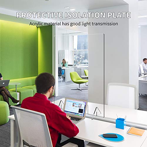 23.5" W31.5" H Countertop Desk Sneeze Guard Protective Partition, Plexiglass Shield Barrier