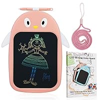 Mini Q Colorful Doodle Board LCD Screen Writing Tablet with Cute Penguin Pattern Electronic Erase Drawing Scribble Toys Pad Kids Gifts for Boys and Girls 9.3"×6.1" (Orange Pink)