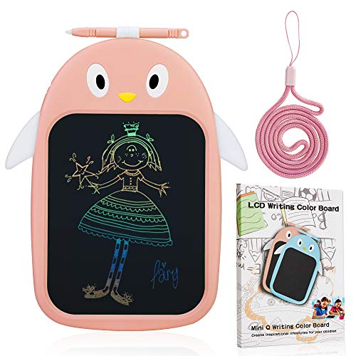 Mini Q Colorful Doodle Board LCD Screen Writing Tablet with Cute Penguin Pattern Electronic Erase Drawing Scribble Toys Pad Kids Gifts for Boys and Girls 9.3