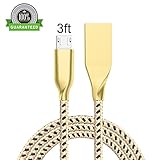 ONSON Micro USB Cable,1Pack 3FT Premium Nylon Braided High Speed USB to Micro USB Fast Charging Cord Android Charger for Samsung Galaxy S7/S6/S5/Edge,Note 5,HTC,LG(Black Gold)