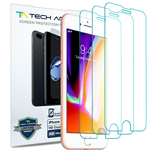 Tech Armor Apple iPhone 7, iPhone 8 (4.7-inch) HD Clear Film Screen Protector (Not Glass) [3-Pack]