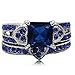 Size 5-11 Rhodium Plated Blue Cubic Zirconia Heart Shaped Wedding Engagement Anniversary Ring Set