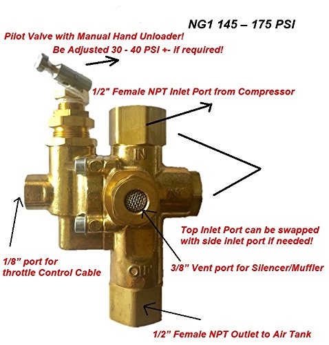 Gas Air Compressor unloader valve pilot check valve combination 145-175 NG1 - Thumbnail 3