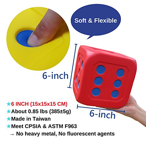 image for MG MACRO GIANT Macro Giant 6 Inch Soft Foam Jumbo Big Playing Dice, Se