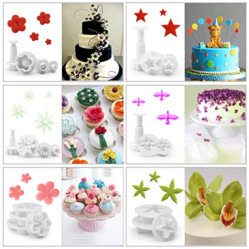 LIKETURE Fondant Tools Kit 114pcs Fondant Cake Decorating Supplies for Sugarcraft Icing Cookies Fondant Molds with Letter Cutters Plunger Smoother Rolling Pin Leaf Flower Modelling for Beginner DIY