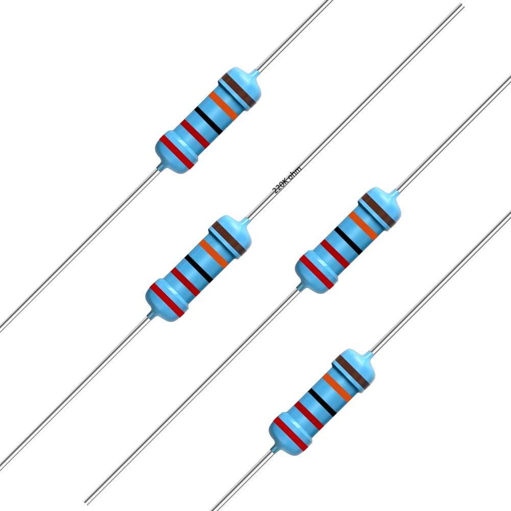 Photo 1 of California JOS 100pcs 220K ohm Resistor 1/2w (0.5Watt) ±1% Tolerance Metal Film Fixed Resistor, Multiple Values of Resistance Optional(220K ohm, 220K R, 220K ?)