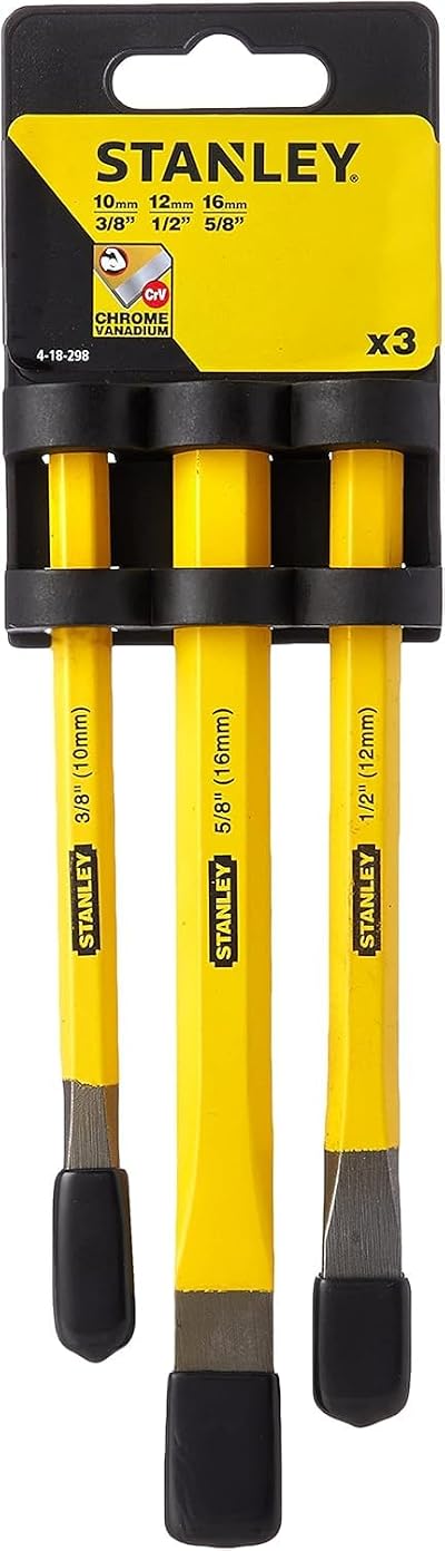 Stanley 3 Piece Cold Chisel Set Long Life Hardened Chrome-Vanadium 4-18-0298
