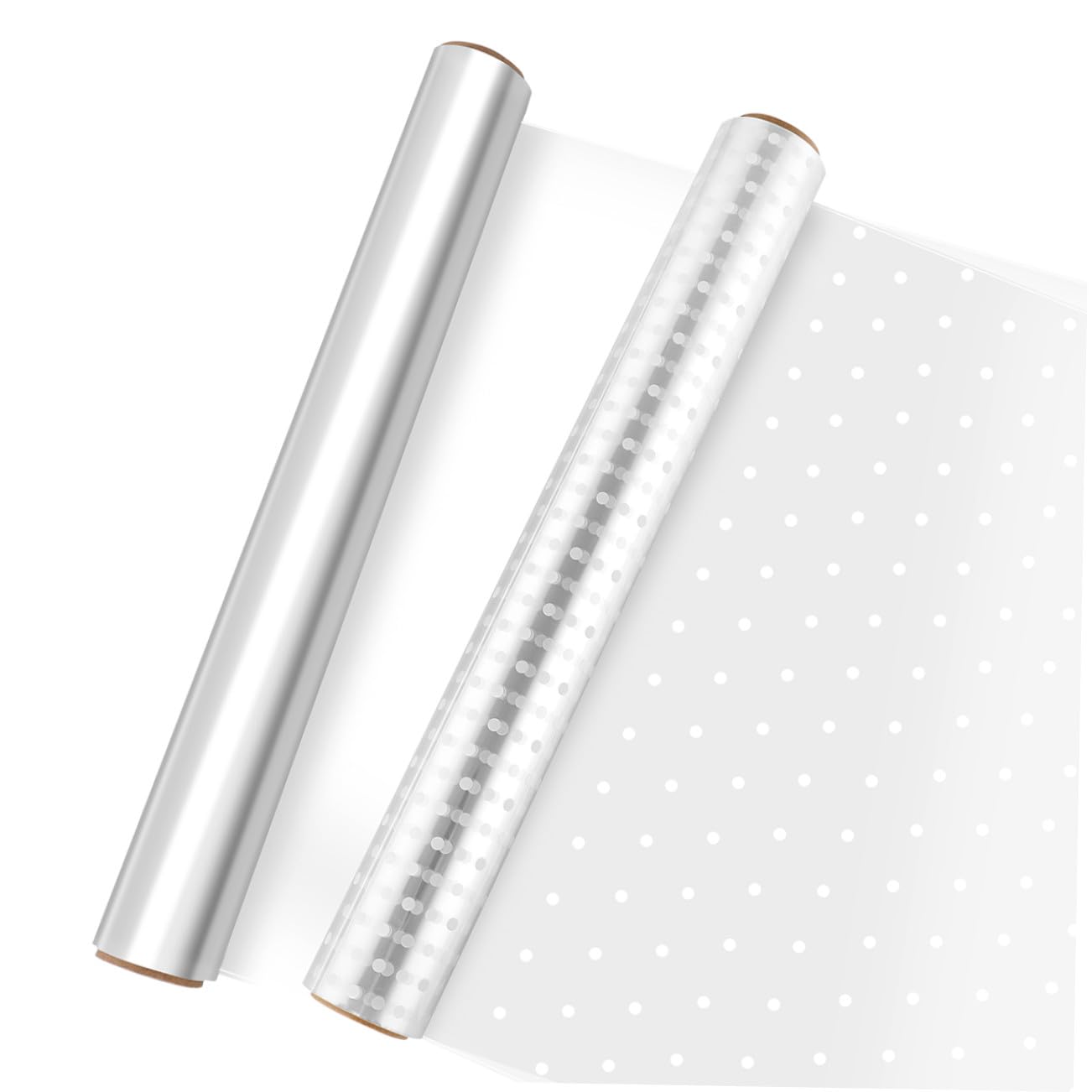 Clear Cellophane Wrap Roll 100 Feet Long 17 Inches Wide Transparent Wrap White Dot Florist Paper Wrapper for Flowers Food Safe Cello Rolls (2 Pack)