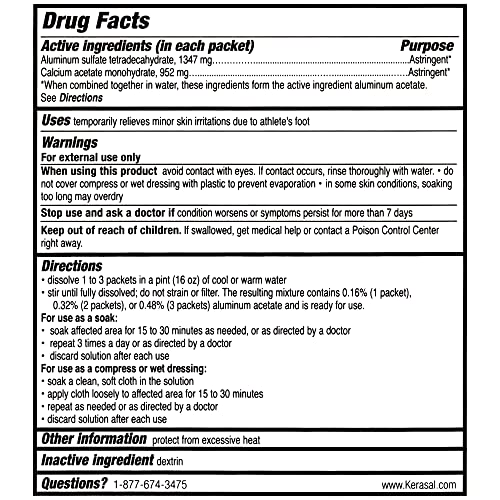 KERASAL ATHLETE’S MEDICATED FOOT SOAK, BATH FOR 5-IN-1 RAPID SYMPTOM RELIEF, 12 COUNT, (PACK OF 1)