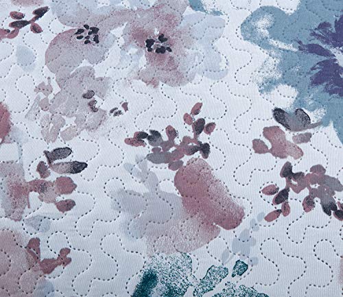 Pink Blue Floral Quilt Set Full/Queen Size Flower Bedding Set Lightweight Summer Bedspread Coverlet with Sham for Kids Teens Adults (1 Quilt+2 Pillow Sham)