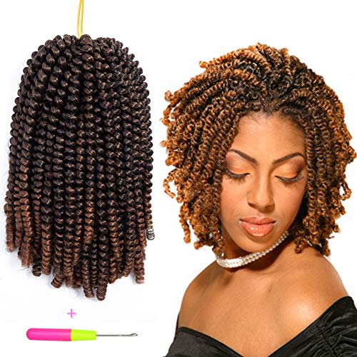 Spring Twist 3Pcs Havana Mambo Crochet Braids Synthetic Hair 8 Inch Afro Kinky Twist Braiding Hair Extensions (#1B/30)