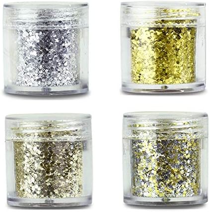 4 Boxes 4x 10ml Silver Color Nail Glitter Dust Fine Mix 3D Nail Sequins Glitter Powder Gatsby Metallic Glitter Mix Set/Fine