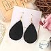 Genuine Leather Earrings Dangle Drop for Women Teen Girls, Teardrop Earrings Lightweight, Gift for Her (Black)