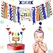 Vansolinne 3PCS Ofishally One Gone Fishing 1st Birthday Decorations for Boy - Little Fisherman Highchair Banner The Big One Hat Fish Cake Topper Bobber Baby Cake Smash Milestone Photo Booth Props