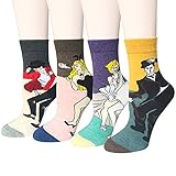 4 Pairs Womens Famous Painting Art Printed Casual Crew Funny Socks by Amandir