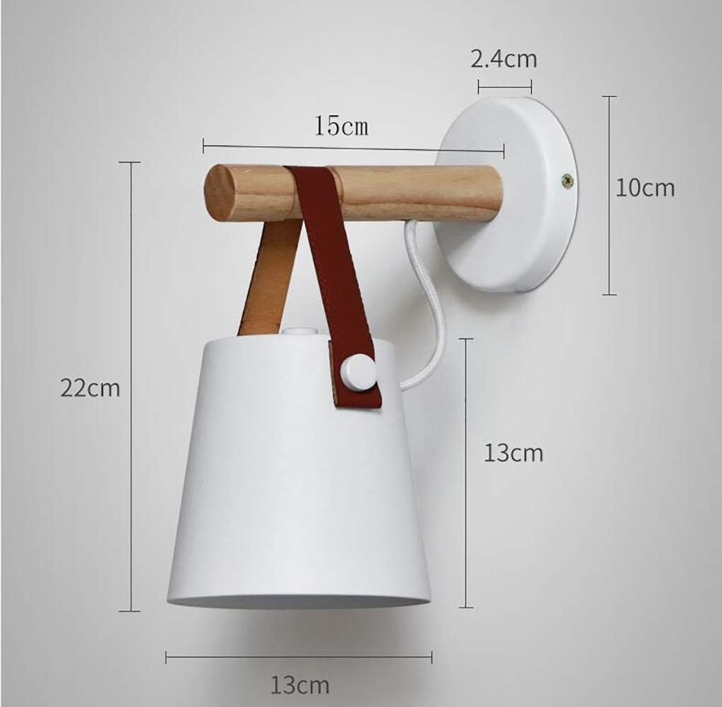 Chrasy Wall Light Sconce Modern Wooden Leather Decorative Led Wall Lamps E27 Base Lighting Fixture for Living Room Bedroom Bedside Study Porch Aisle Corridor (White) - Image 5