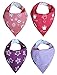 Babysta Bandana Drool Bibs for Girls with Snaps, 4-Pack Absorbent Teething Bibs