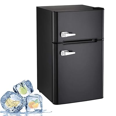 Joy Pebble 3.2 cu ft Compact Double Door Refrigerator and Freezer