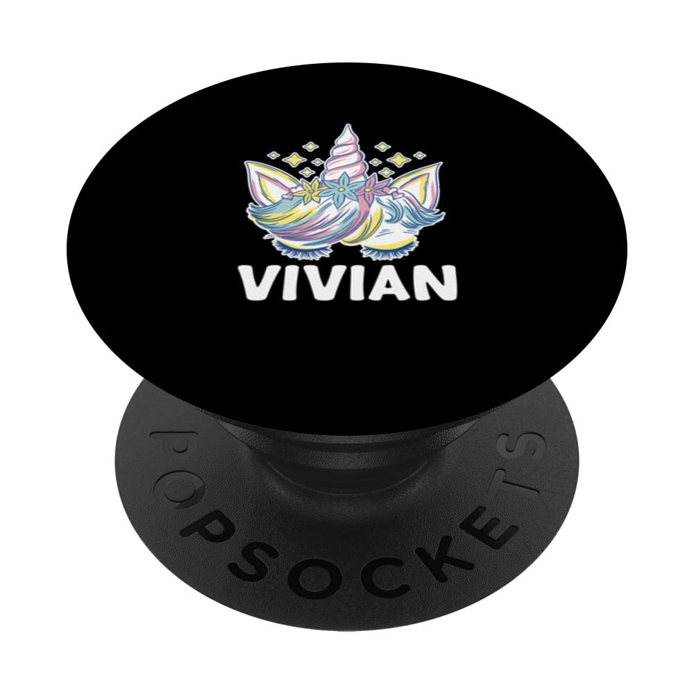 Cute Personalized Name Unicorn Crown Vivian PopSockets Swappable PopGrip