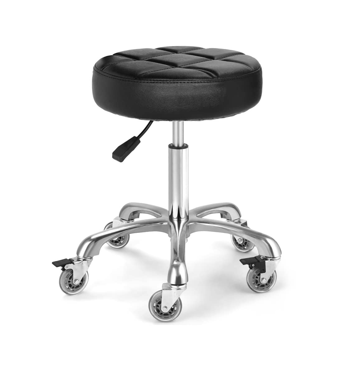 Photo 1 of McDooFly Adjustable Heavy Duty Stool - Rolling Stools with Locking Caster Wheels - Swivel Stools Backless Chair for Beauty Hair Salon Spa Home Kitchen Office Shop Massage(Black, Height 18 to 22 in)