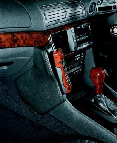 KUDA 192051 Mobile Phone Mounts Real Leather Silver grey (33157) for right-hand-drive BMW 7 Series (E38) since 06/94