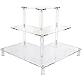 Gonice 3 Tier Acrylic Display Riser, Display Stand for Amiibo Funko POP Figures, Corner Shelf for Living Room, Bathroom, Home