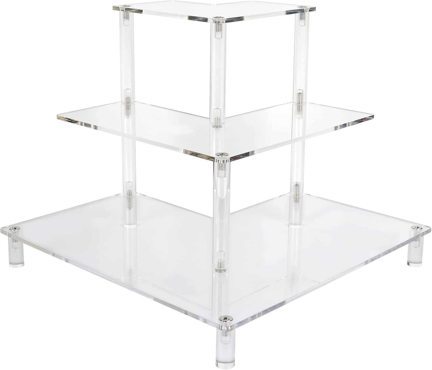 Photo 1 of Gonice 3 Tier Acrylic Display Riser, Display Stand for Amiibo Funko POP Figures, Corner Shelf for Living Room, Bathroom, Home
