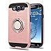S3 Case,Galaxy S3 Phone Case with HD Screen Protector, YmhxcY 360 Degree Rotating Ring & Bracket Dual Layer Shock Bumper Cover for Samsung Galaxy S3 S III I9300 GS3 All Carriers-ZH Rose Gold