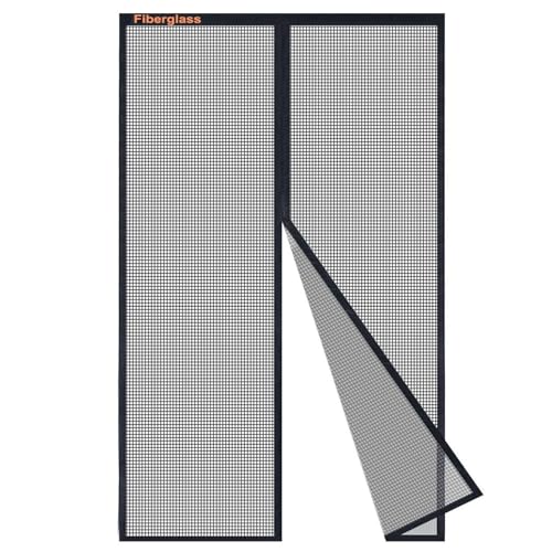 Risareyi Fiberglas Fliegengitter Balkontür 150x230cm, Schwarz Moskitonetz Tür Verstärkt Fliegengitter Tür Magnet Insektenschutz Balkontür Ohne Bohren 
