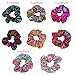 9 Pcs Hair Scrunchies and 18 Counts Black Elastics Hair Ties - Hair Bobbles Ponytail Holder Elastics Hair Scrunchy Hair Bands Shiny and Velvet Scrunchies for Woman Girls