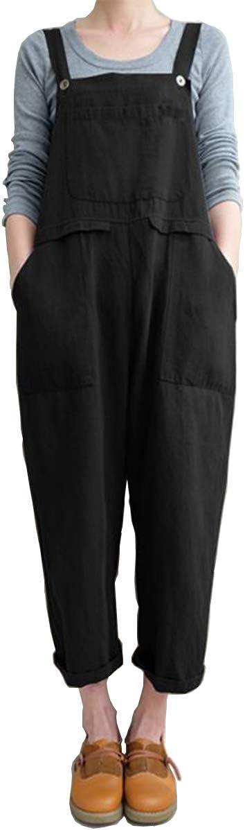 AedvoouerWomen's Baggy Plus Size Overalls Jumpsuits Wide Leg Harem Pants Casual Rompers
