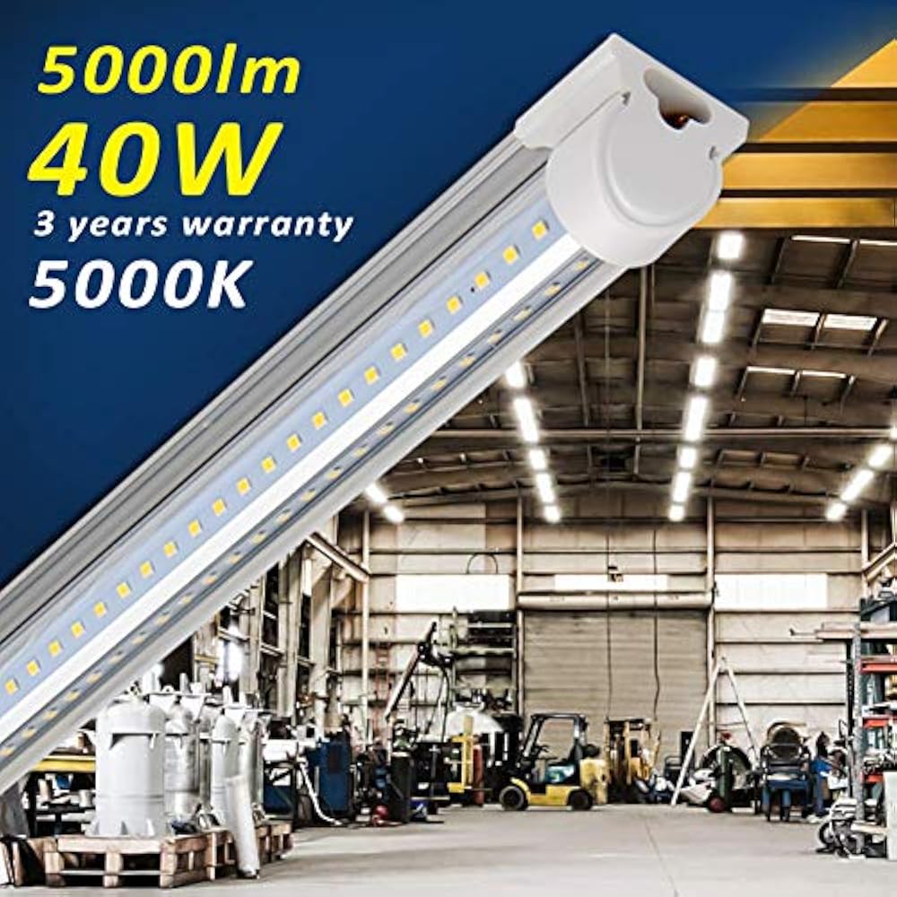 LED Shop Light, 40W 5000LM 5000K, 4FT Integrated Fixture, V Shape, T8